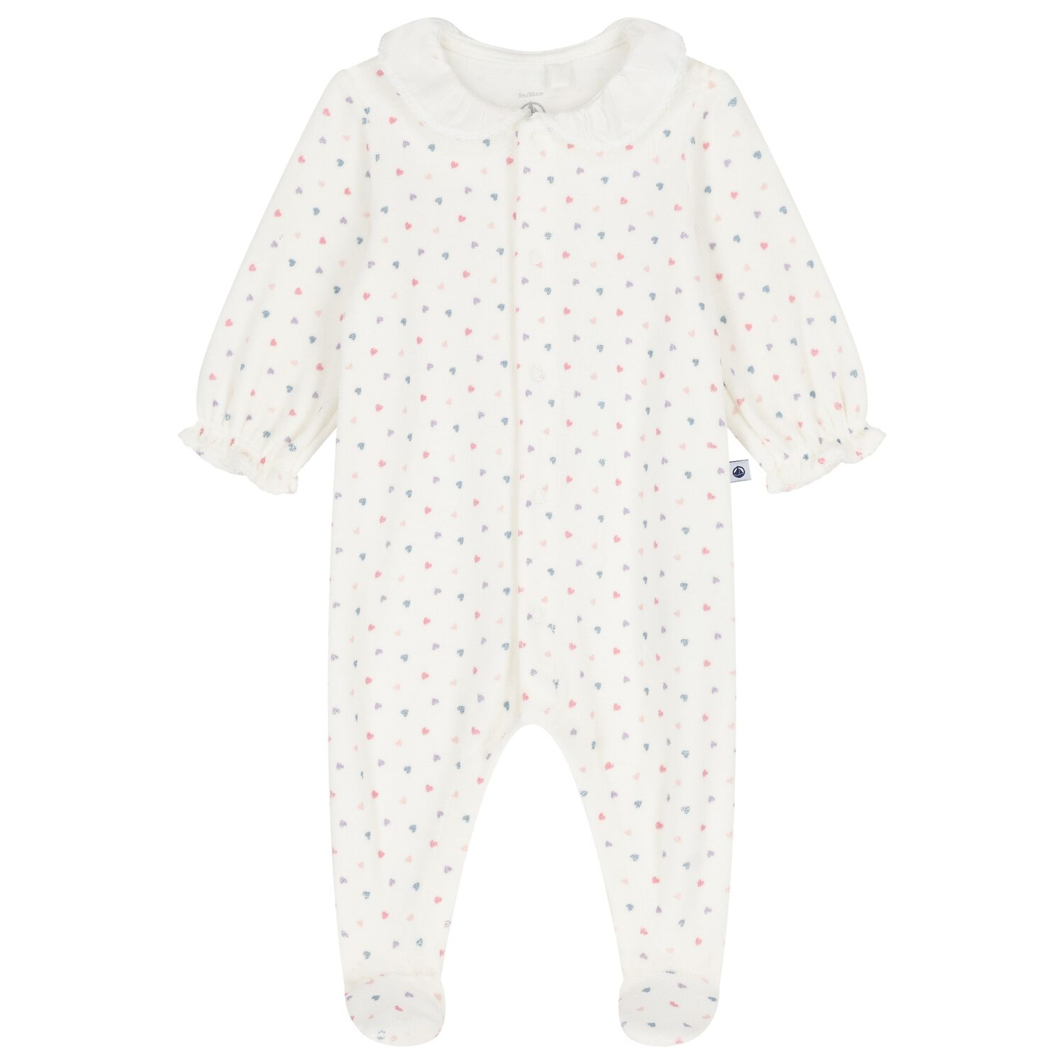 Baby Girls Ivory Hearts Babygrow, 1, hi-res