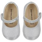 Baby Girls Silver Swarovski Crystal Shoes, 1, hi-res