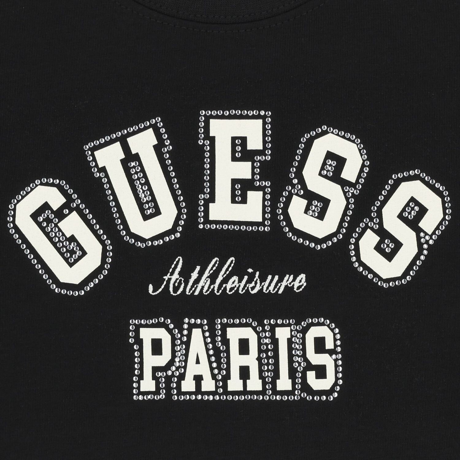 تيشيرت بنات بالشعار مزين باحجار لامعه باللون الاسود , 1, hi-res