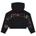 توب بنات هودي بسحاب بالشعار باللون الأسود, 1, hi-res