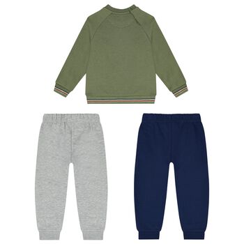 Younger Boys Green, Blue & Grey 3-Piece Tracksuit, 1 Younger Boys Green, Blue & Grey 3-Piece Tracksuit