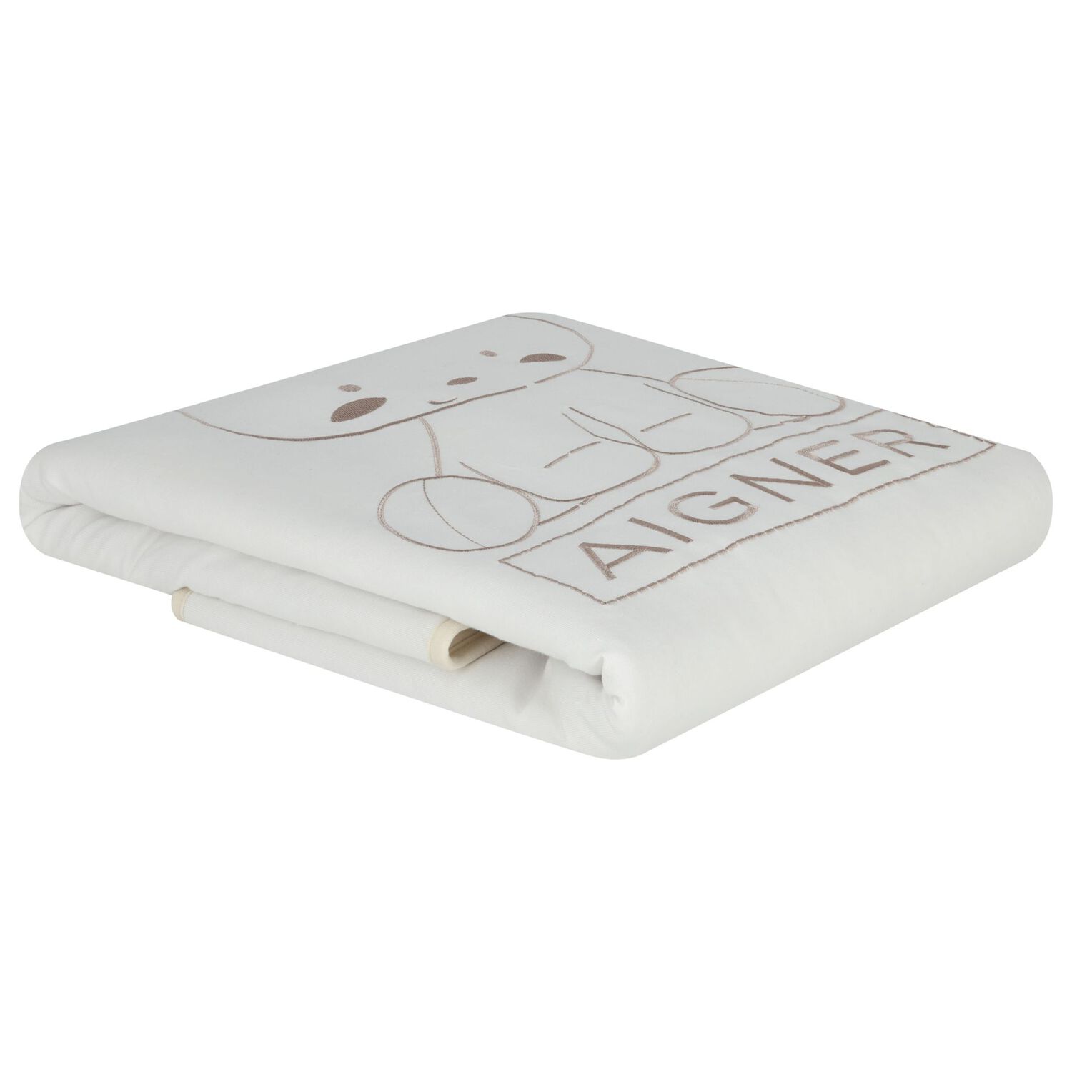 White & Beige Teddy Bear Logo Baby Blanket, 1, hi-res