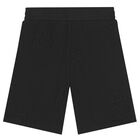 Boys Black Logo Shorts, 1, hi-res