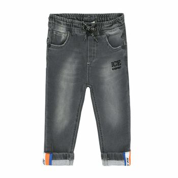 Younger Boys Black Logo Jeans