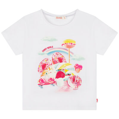 Girls White & Pink Candy T-Shirt