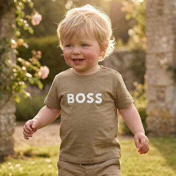 Younger Boys Mini Me Green Logo T-Shirt