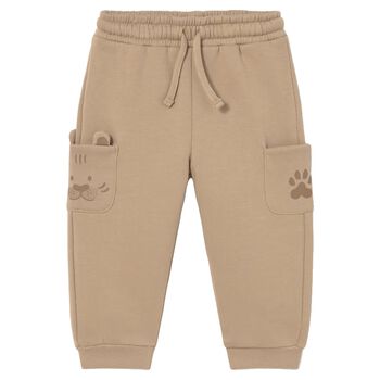 Younger Boys Beige Dinosaur Joggers