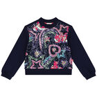 Girls Navy Blue Sequins Sweatshirt, 1, hi-res