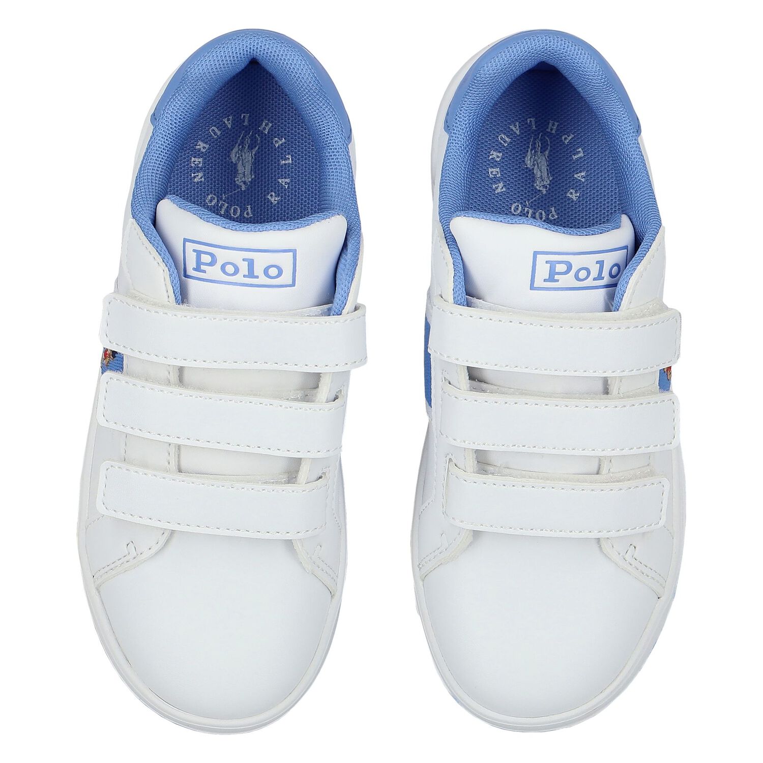 Girls White & Blue Trainers, 1, hi-res image number null