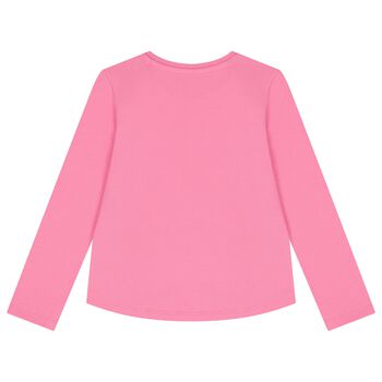 Girls Pink Logo Long Sleeve Top