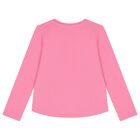 Girls Pink Logo Long Sleeve Top, 3, hi-res