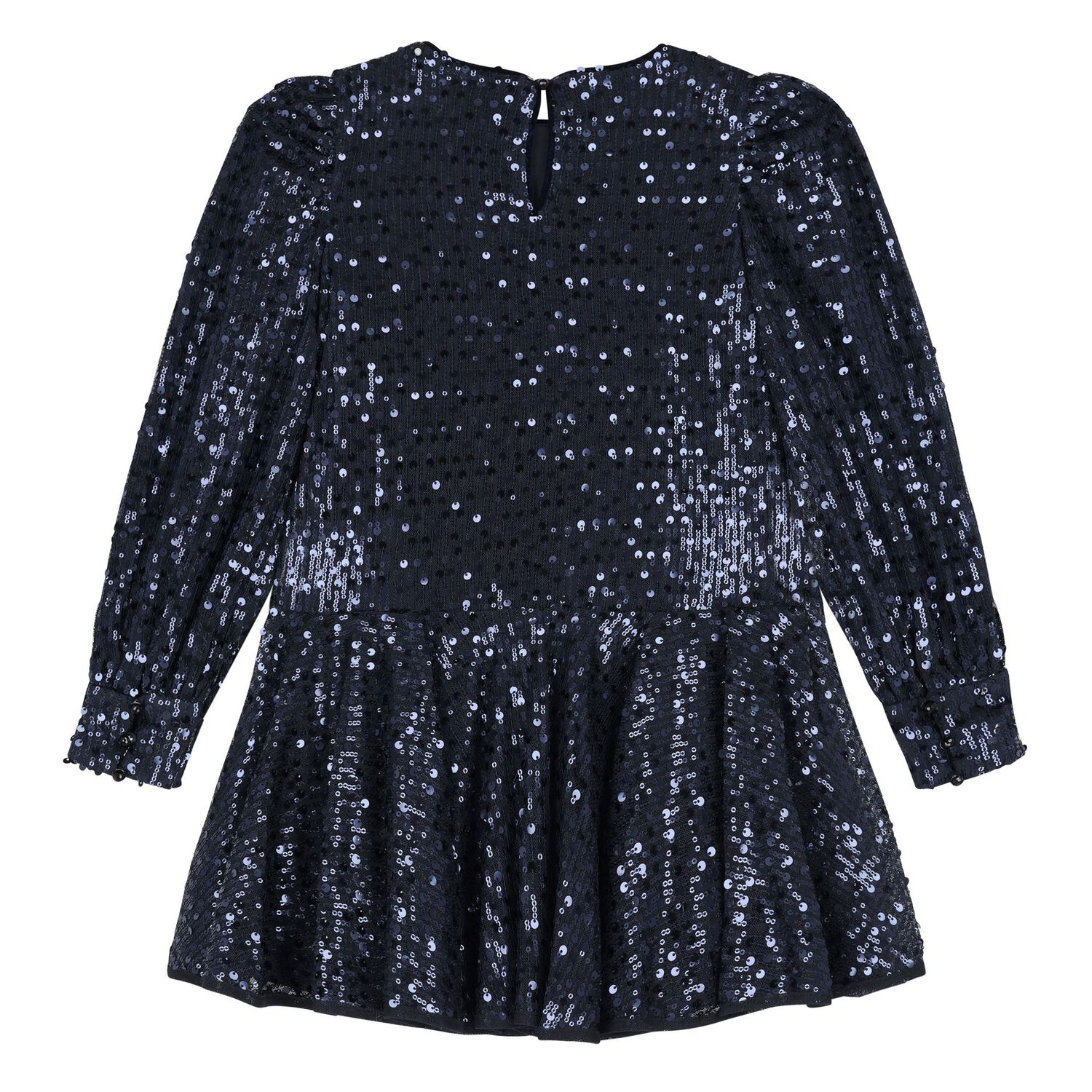 Girls Navy Blue Sequin Dress, 1, hi-res