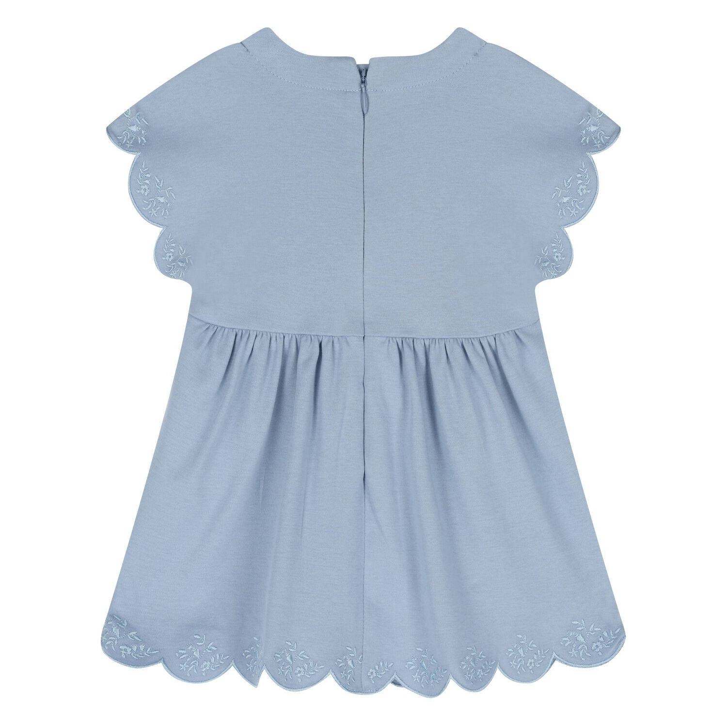 Younger Girls Blue Logo Scalloped Dress, 1, hi-res