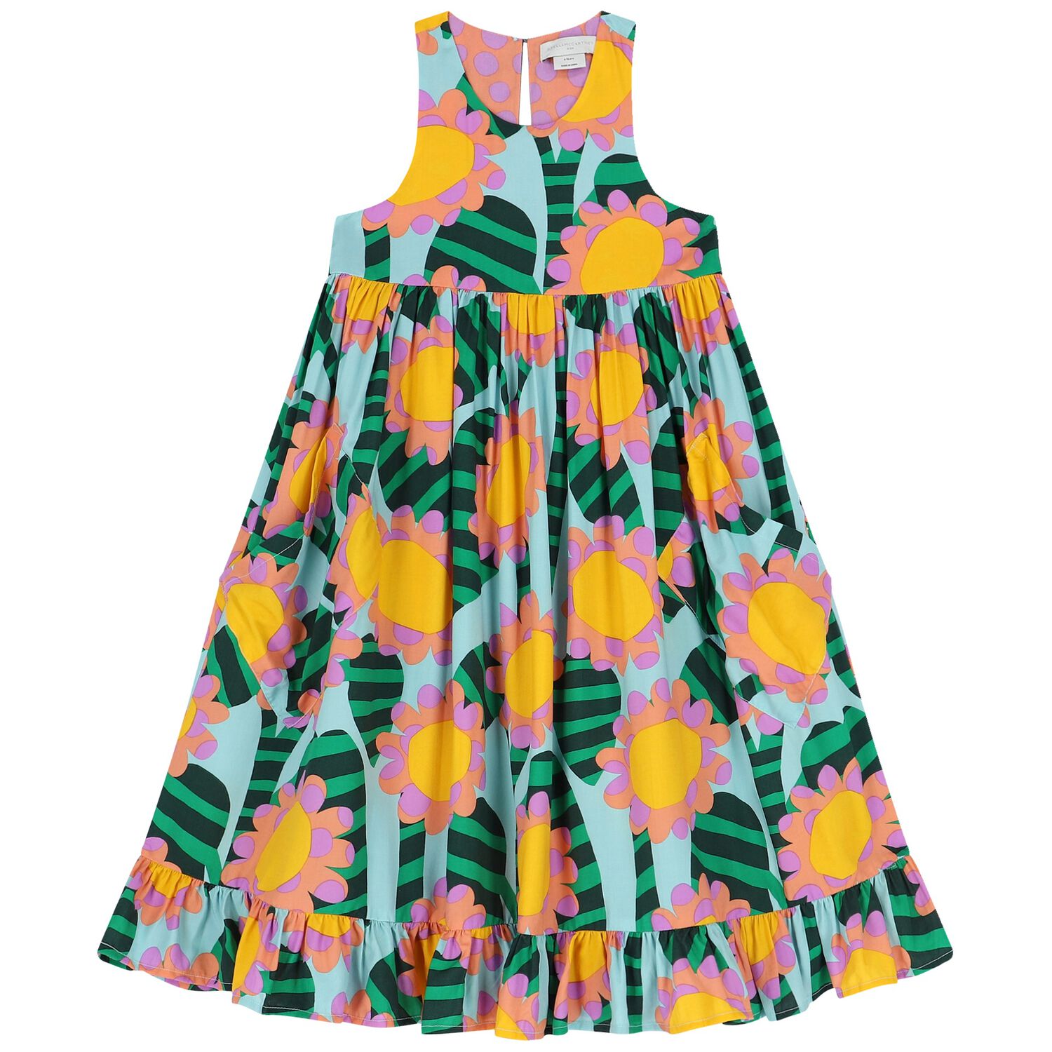 Girls Blue Sunflower Dress, 1, hi-res image number null