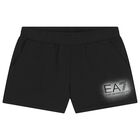 Girls Black Logo Shorts, 1, hi-res