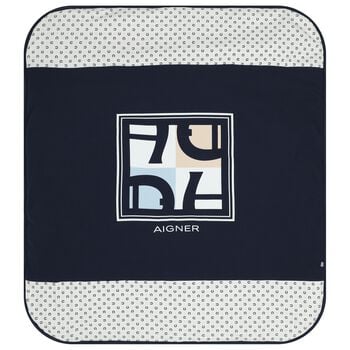 بطانية أطفال باللون الأزرق الداكن بشعار