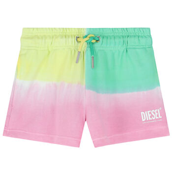 Girls Pink, Yellow & Green Logo Shorts