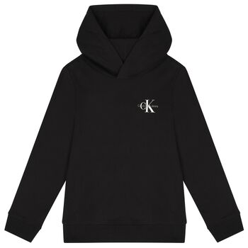 Calvin Klein Boys Black Logo Hooded Top, 1 Boys Black Logo Hooded Top