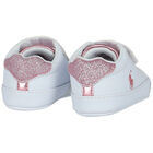 Baby Girls White Logo Pre Walker Shoes, 1, hi-res