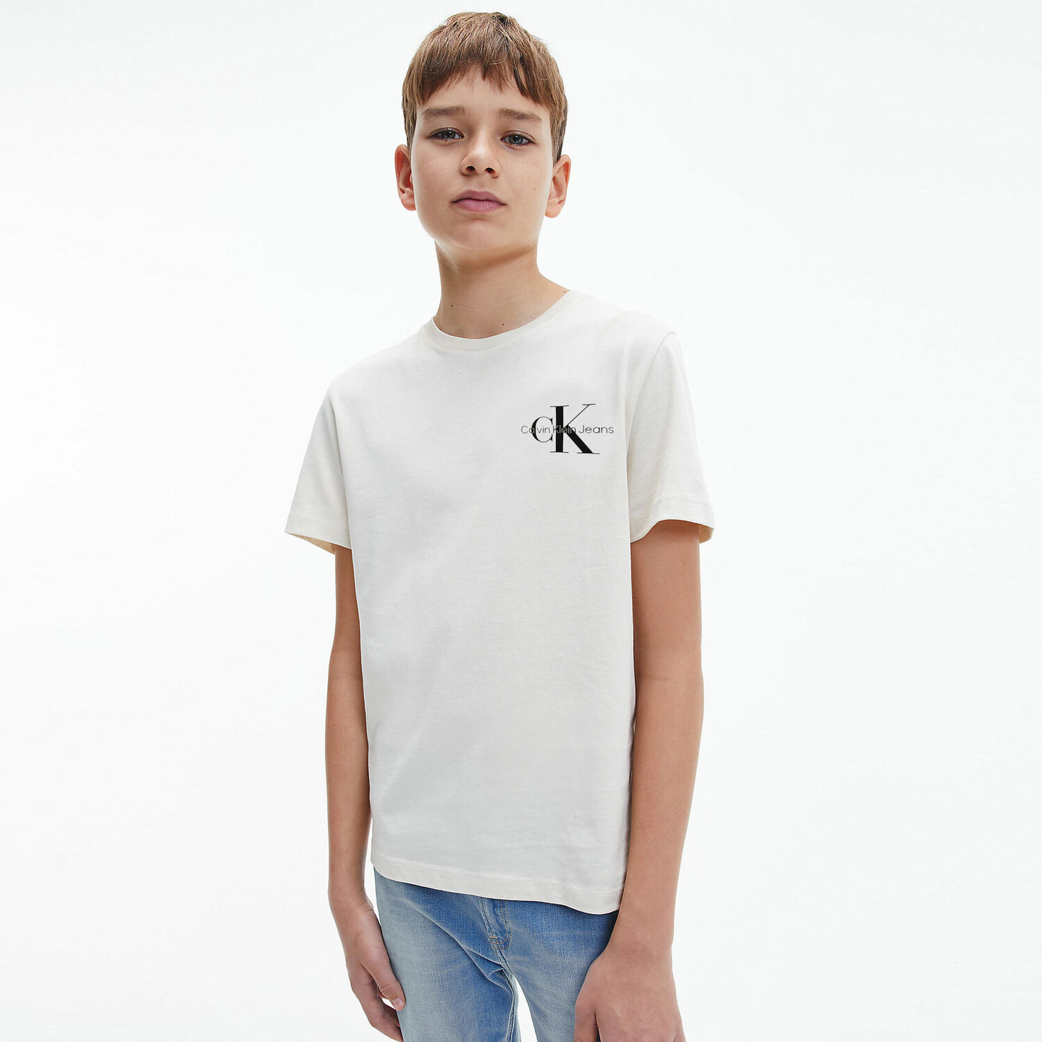 Boys White Logo T-Shirt, 4, hi-res image number null