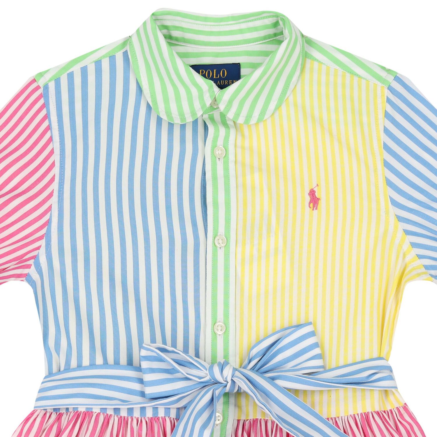 Girls Multi-Coloured Striped Dress, 1, hi-res