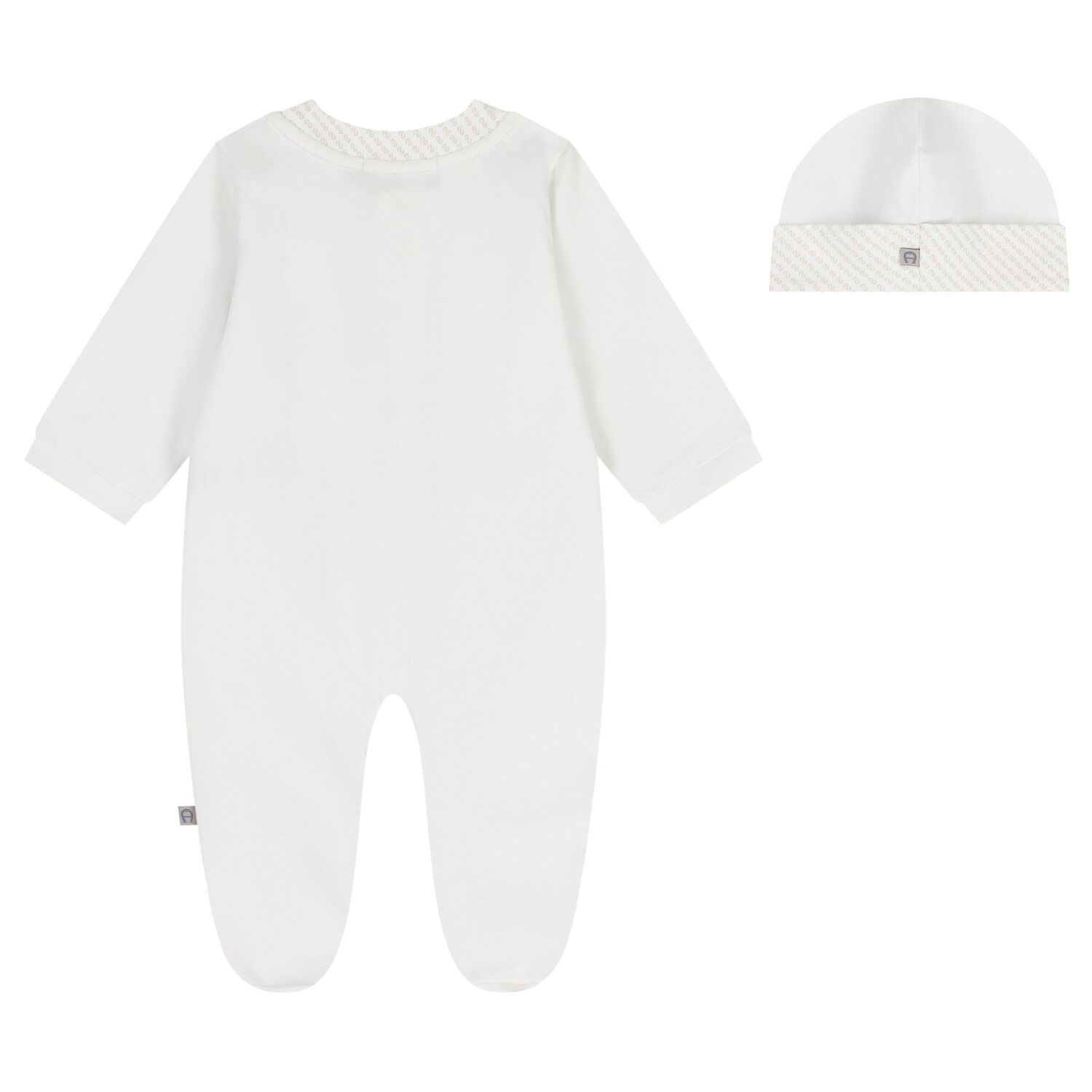 White & Beige Logo Babygrow Gift Set, 1, hi-res