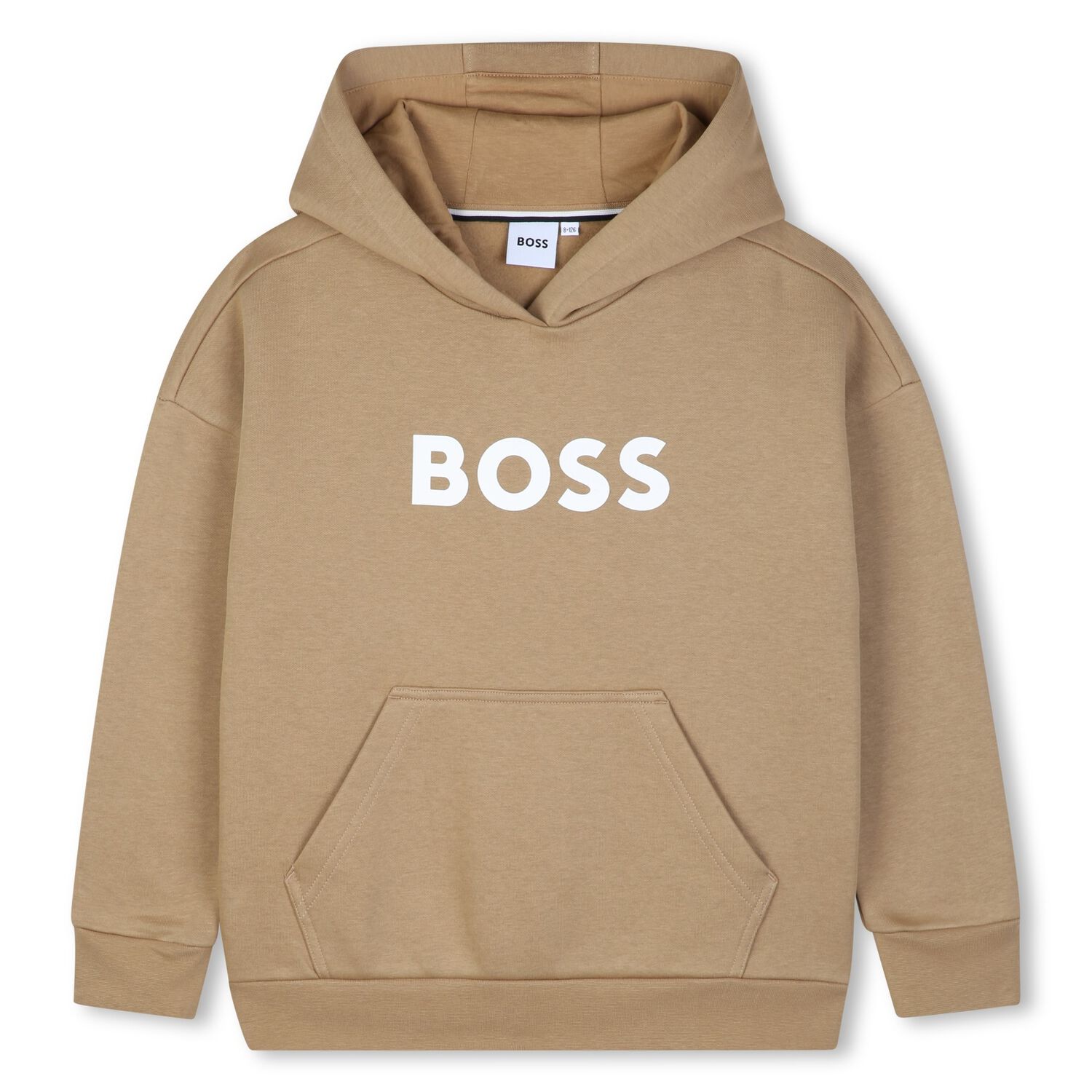 Boys Beige Logo Hooded Top, 2, hi-res