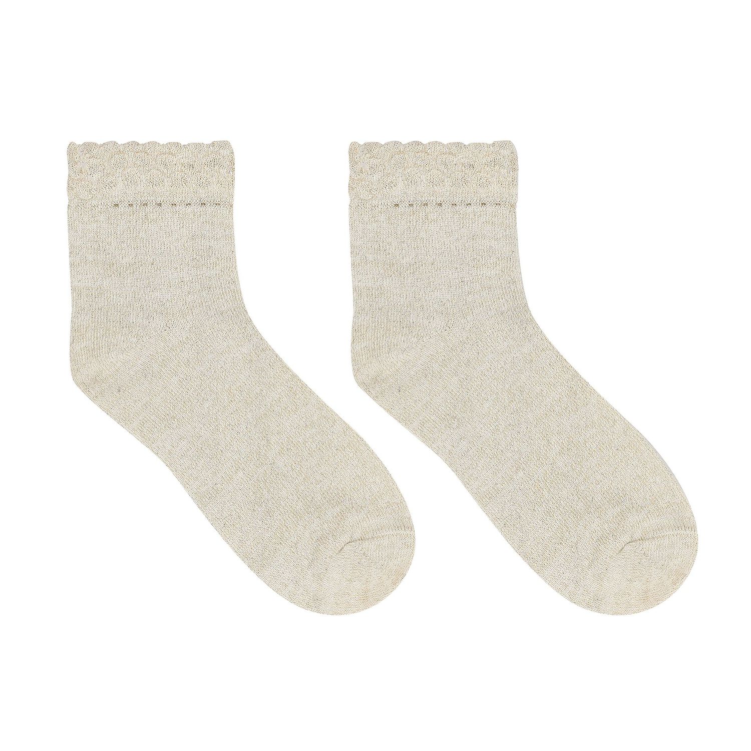 Girls Ivory & Gold Socks (2 Pack), 2, hi-res image number null