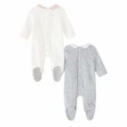 Girls Ivory & Pink Babygrows (2 Pack), 2, hi-res