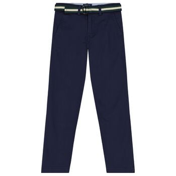 Boys Navy Blue Logo Trousers
