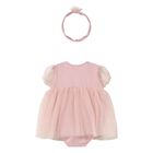 Baby Girls Pink Glitter Bodysuit Dress Set, 3, hi-res