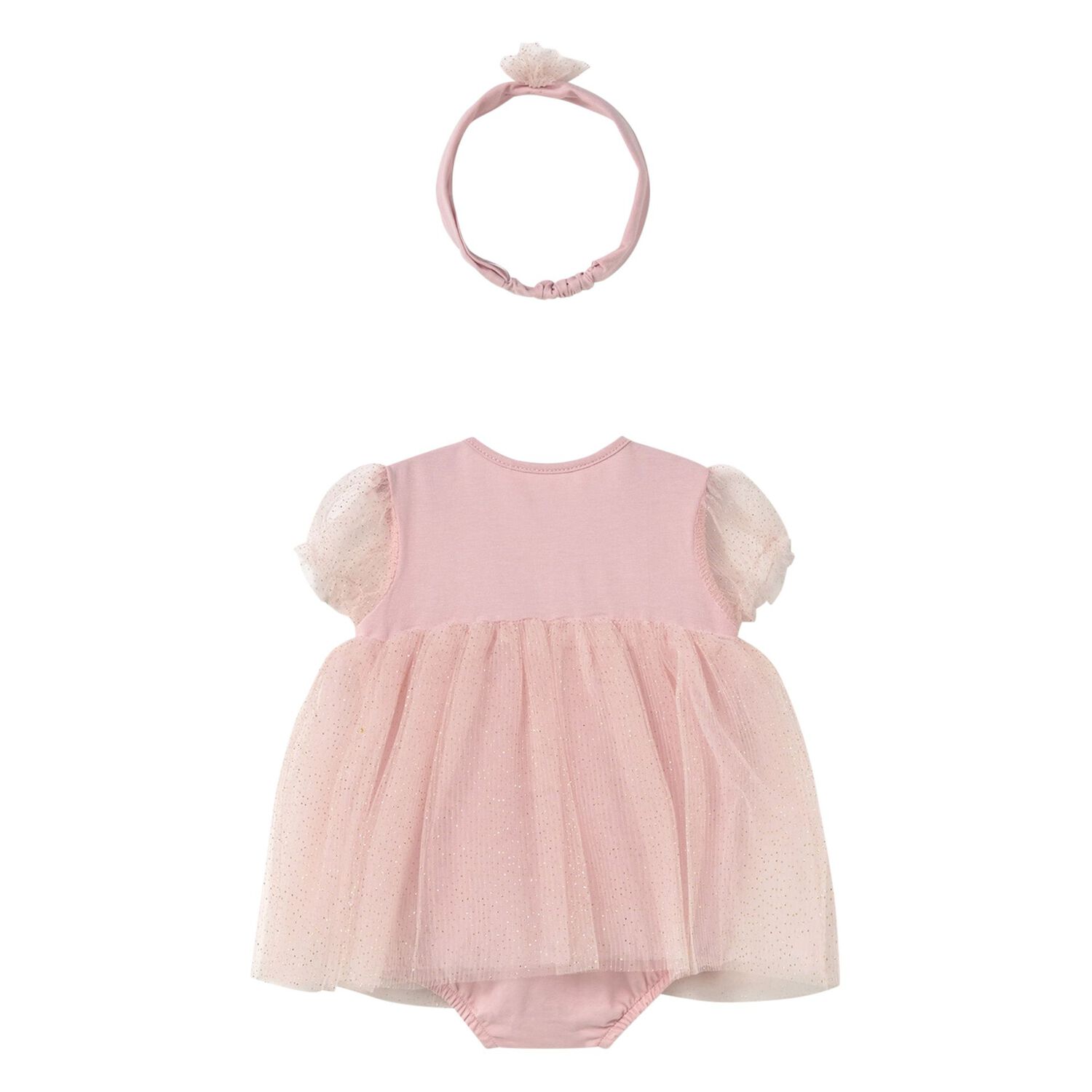 Baby Girls Pink Glitter Bodysuit Dress Set, 3, hi-res image number null