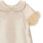 فستان بنات من الساتان والتول مكشكشة باللون الذهبي, 1, hi-res