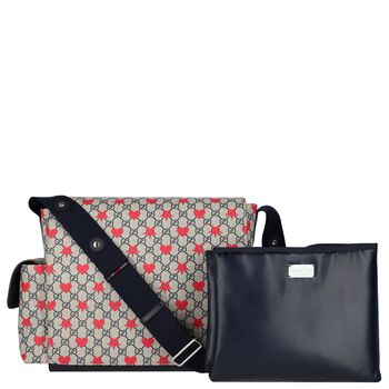 Beige & Red GG Supreme Changing Bag