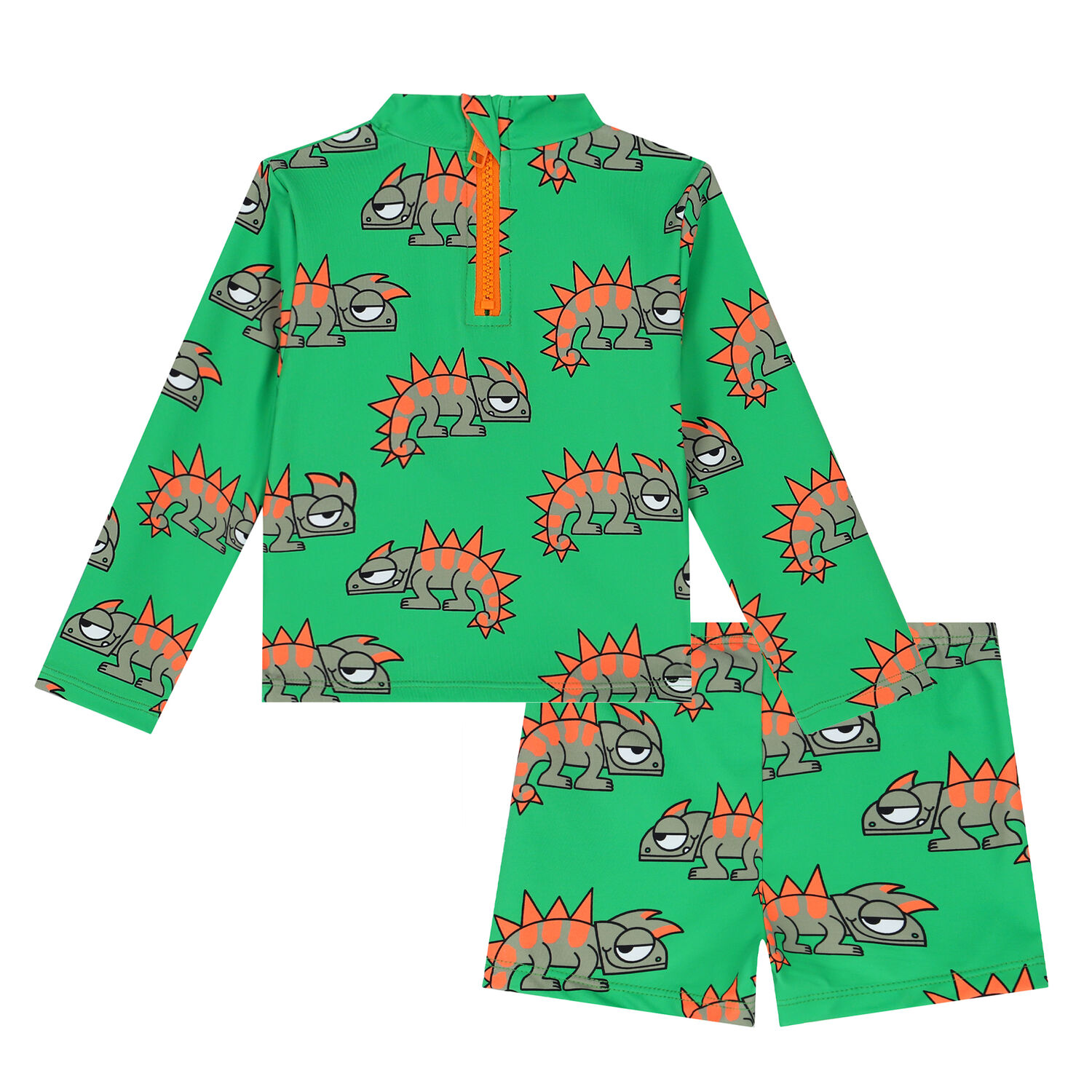 Younger Boys Green Chameleon Bodysuit Set, 1, hi-res