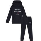 Boys Navy Blue Logo Tracksuit, 1, hi-res