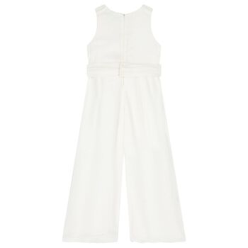 Girls White Flower Jumpsuit