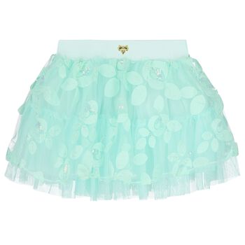Girls Green Sequin Tulle Skirt