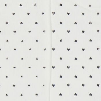 Younger Girls White & Silver Heart Tights