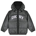 Black Logo Reversible Puffer Jacket, 1, hi-res