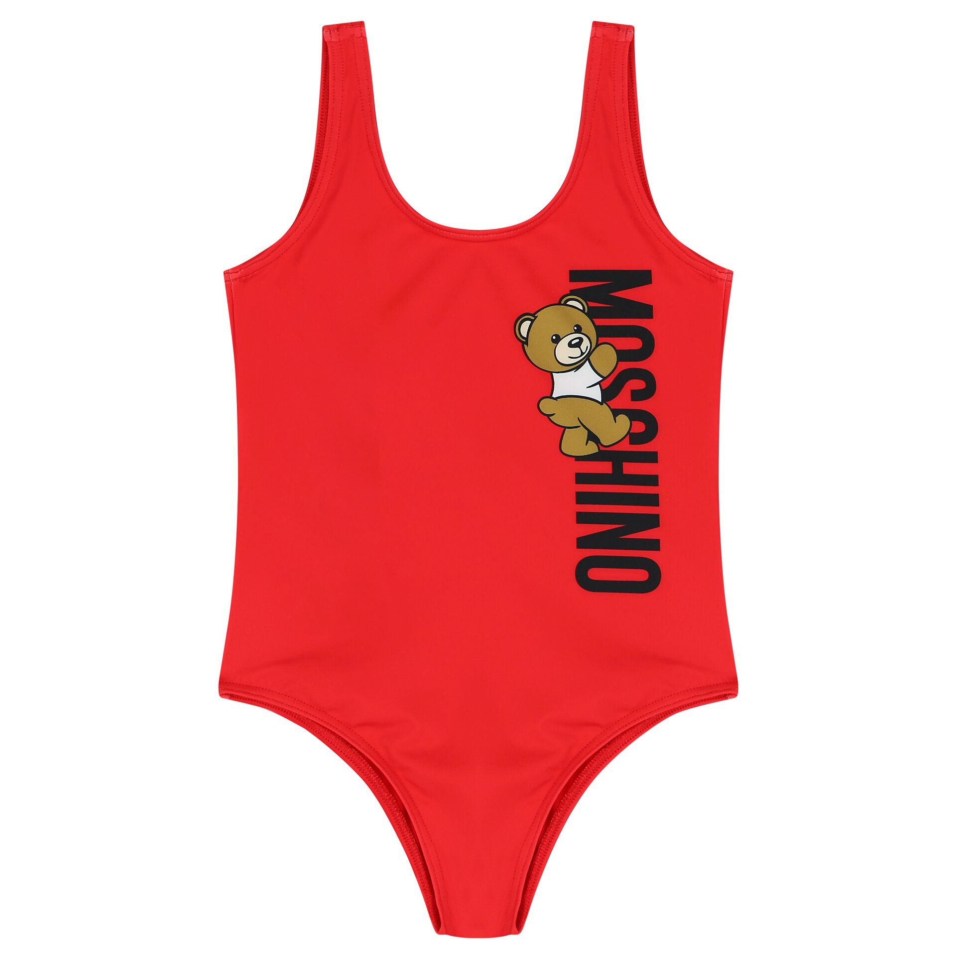Moschino Girls Red Teddy Bear Logo Swimsuit Junior Couture QA