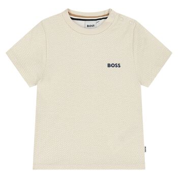 Younger Boys Beige Logo T-Shirt