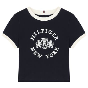 Girls Navy Blue Logo T-Shirt