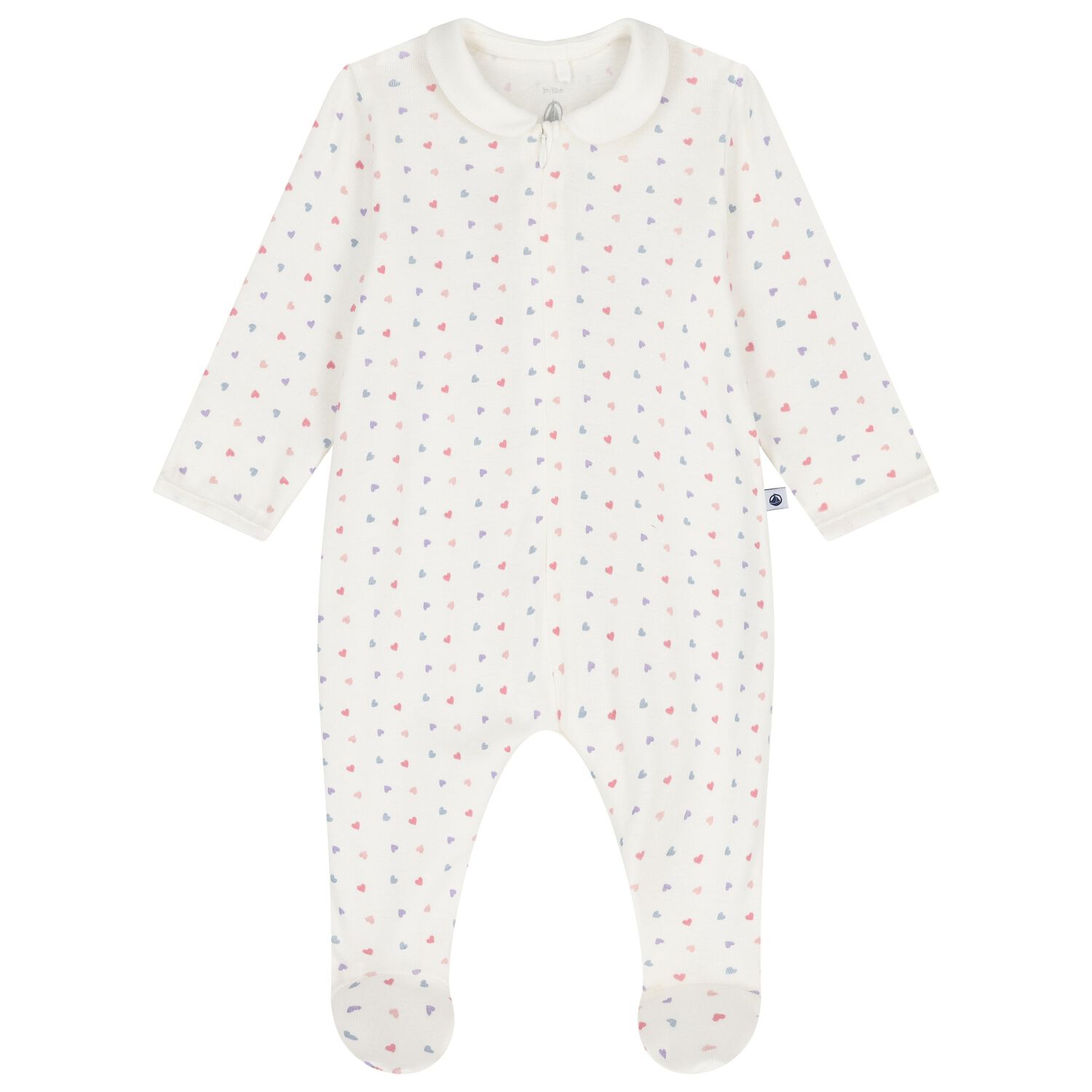 Baby Girls Ivory Heart Babygrow, 1, hi-res