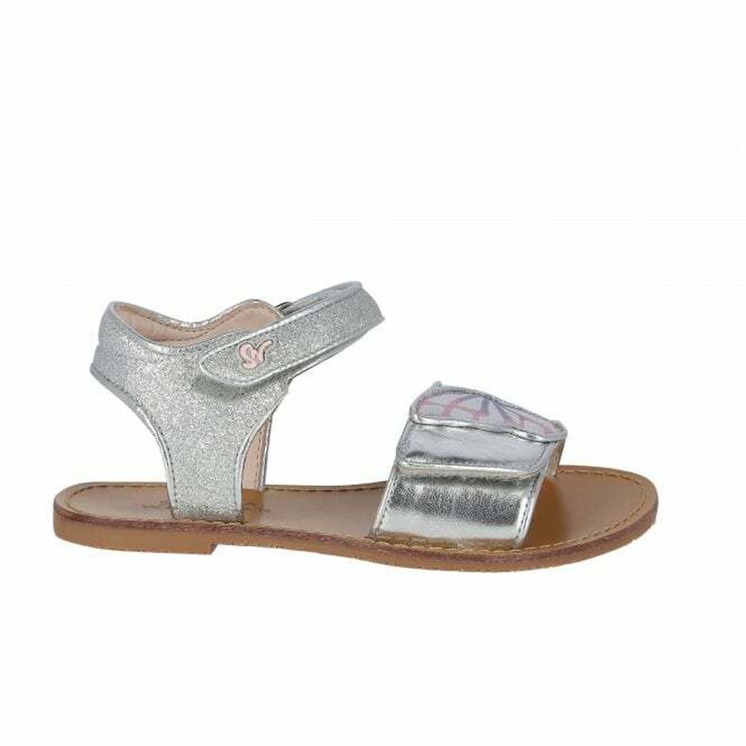 Girls Silver Butterfly Sandals, 1, hi-res