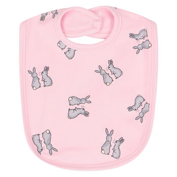 Girls Pink Bunny Baby Bib