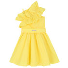 Girls Yellow Ruffle Dress, 2, hi-res