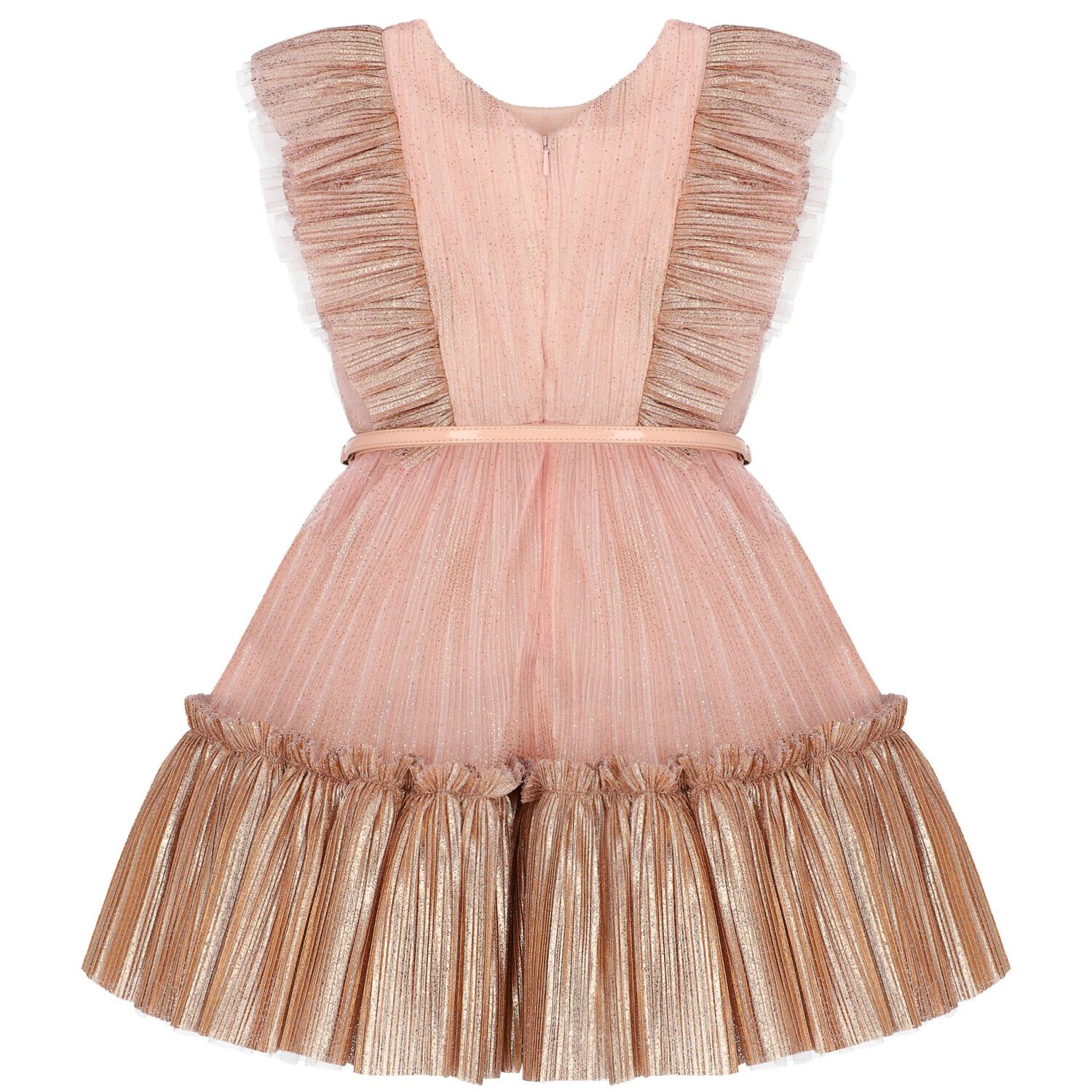 Girls Pink Tulle Ruffled Dress, 1, hi-res image number null