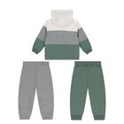 Younger Boys Ivory, Grey & Green 3-Piece Tracksuit, 2, hi-res