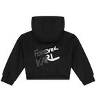 Girls Black Satin Logo Hooded Zip Up Top, 1, hi-res